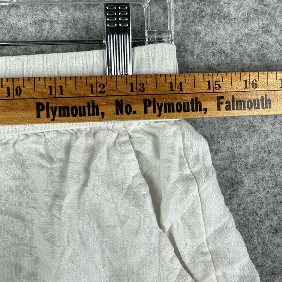 Tahari Pull On Linen Pants Womens M White Wide Leg Elastic Waist Pockets Beach - Picture 8 of 13